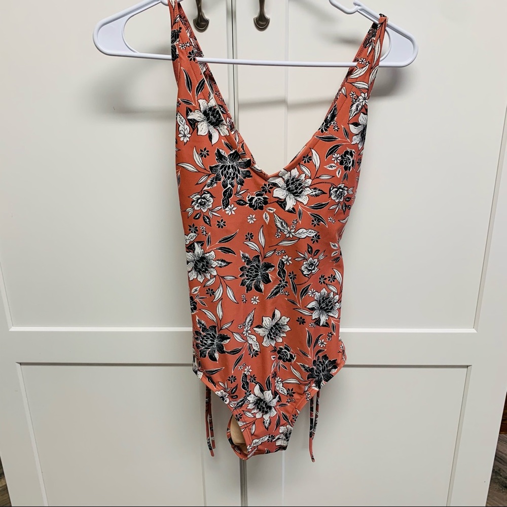 One Piece V Neck Swim Suit Floral Pink M Target